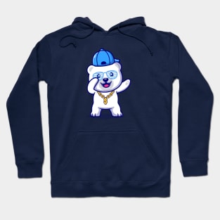 Cute Swag Polar Bear With Hat And gold chain necklace  Cartoon Hoodie